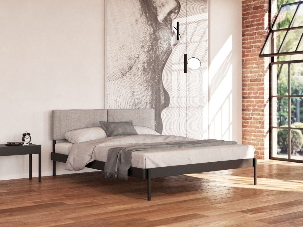 Łóżko metalowe Minimal z zagłówkiem 160x200 cm - obrazek 2