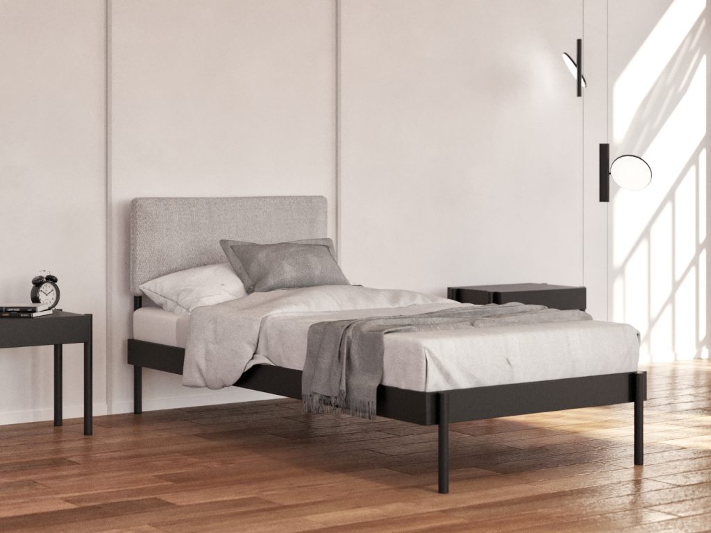 Łóżko metalowe Minimal z zagłówkiem 90x200 cm - obrazek 2