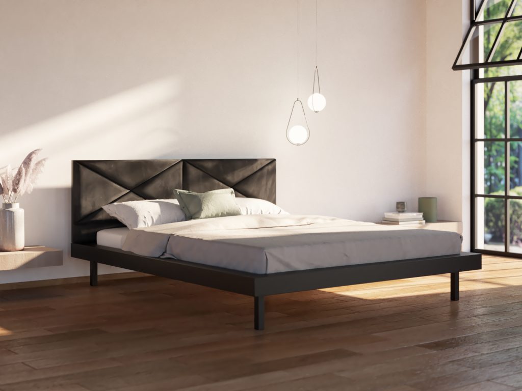 Łóżko metalowe Acero z zagłówkiem 160x200 cm - obrazek 2