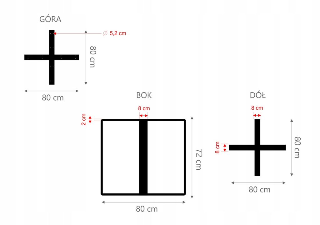 Noga do stołu Krzyżak prosty L - obrazek 5