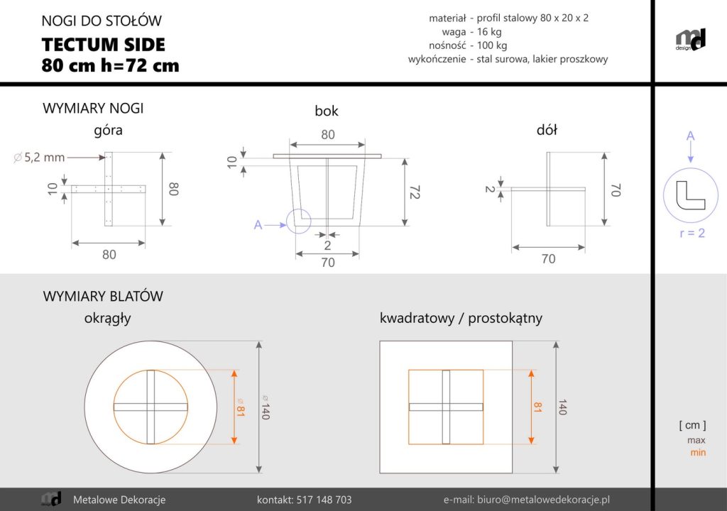 Noga do stołu Tectum Side L - obrazek 4