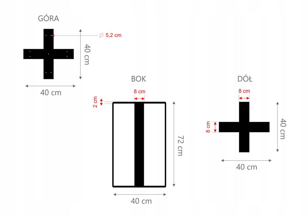 Noga do stołu Krzyżak Prosty S - obrazek 3