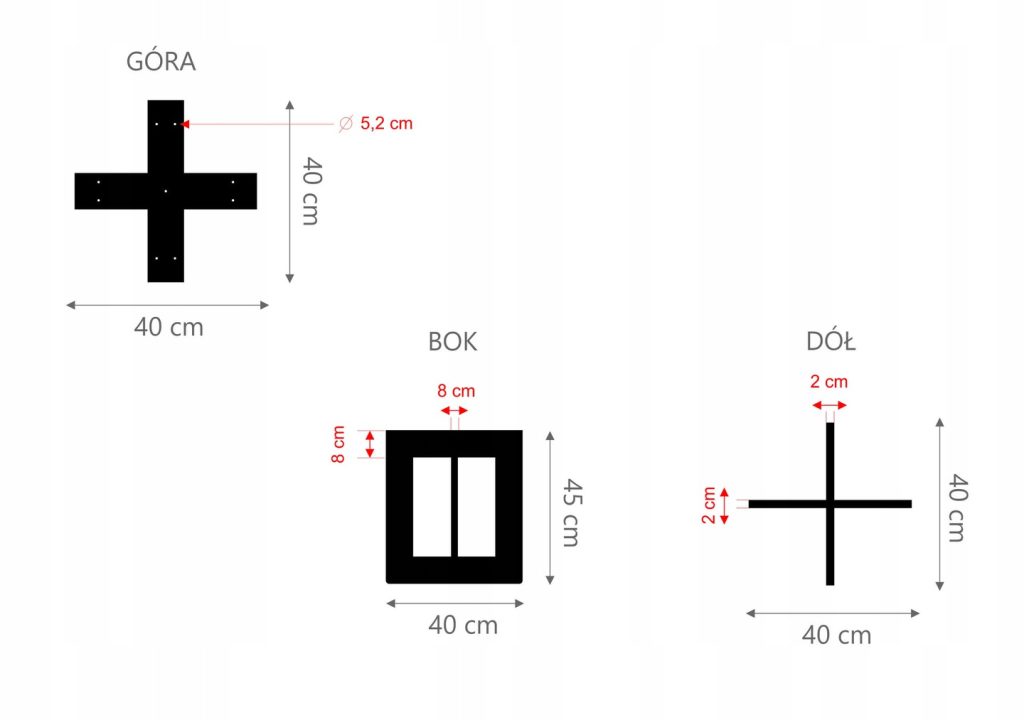 Noga do stolika Krzyżak prosty Side S - obrazek 3