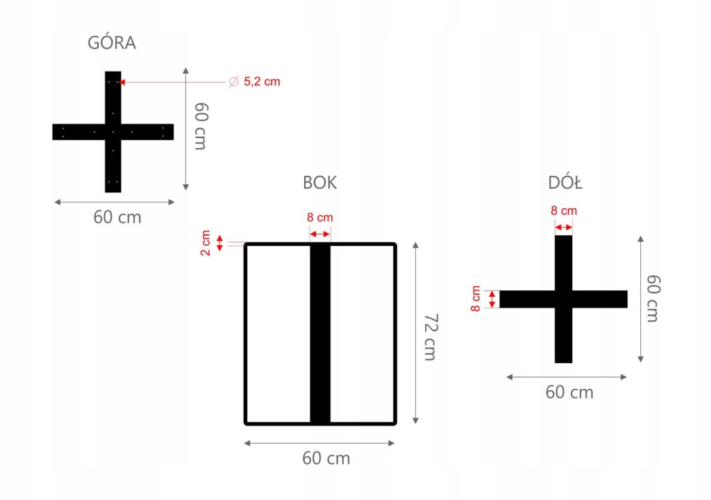 Noga do stołu Krzyżak prosty M - obrazek 4