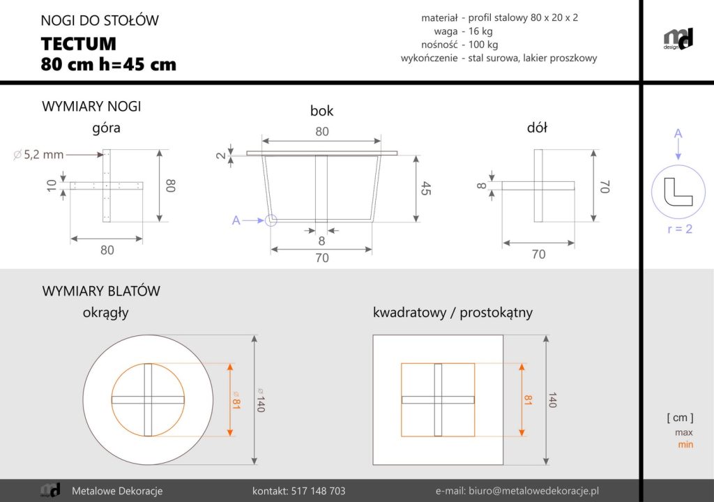 Noga do stolika Tectum L - obrazek 4