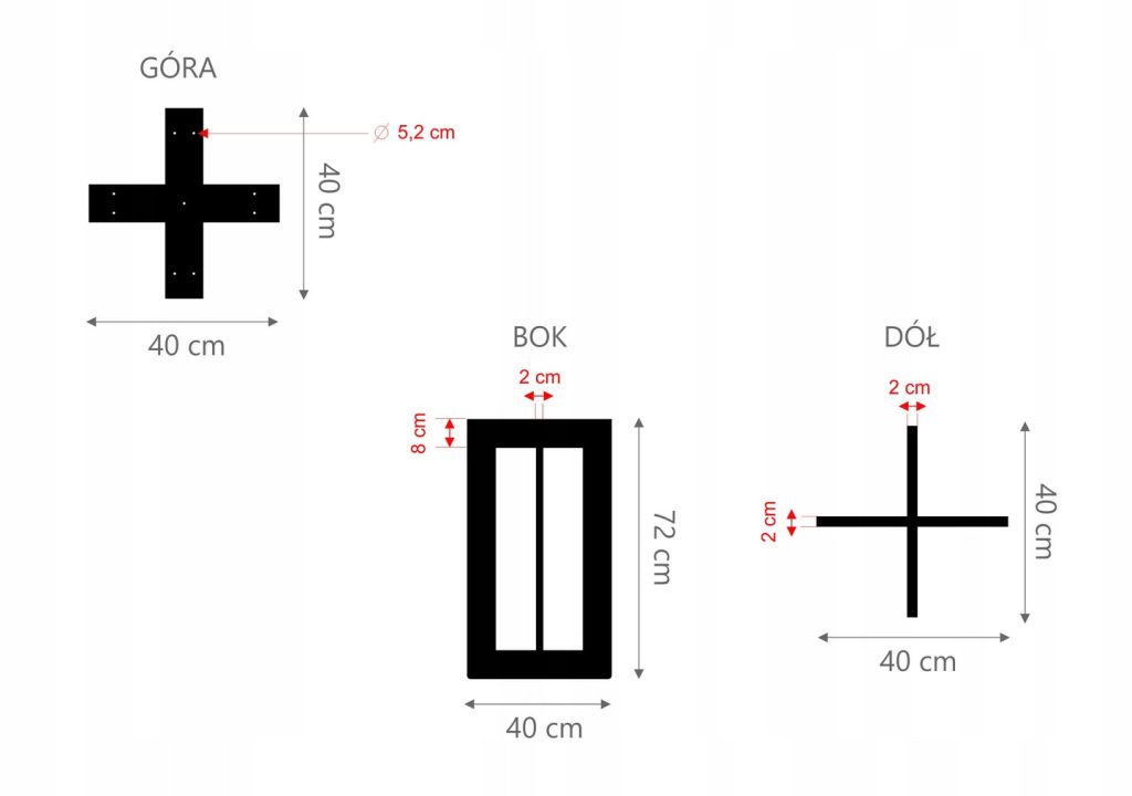 Noga do stołu Krzyżak Prosty Side S - obrazek 3