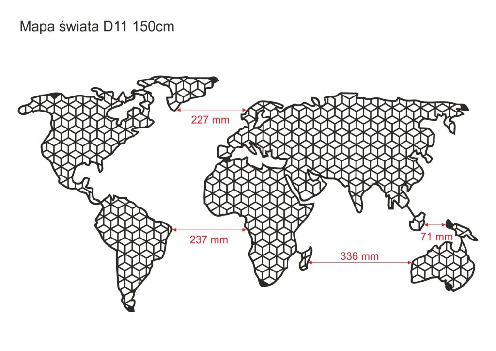 Metalowa mapa świata ścienna DES011 150 cm - obrazek 2