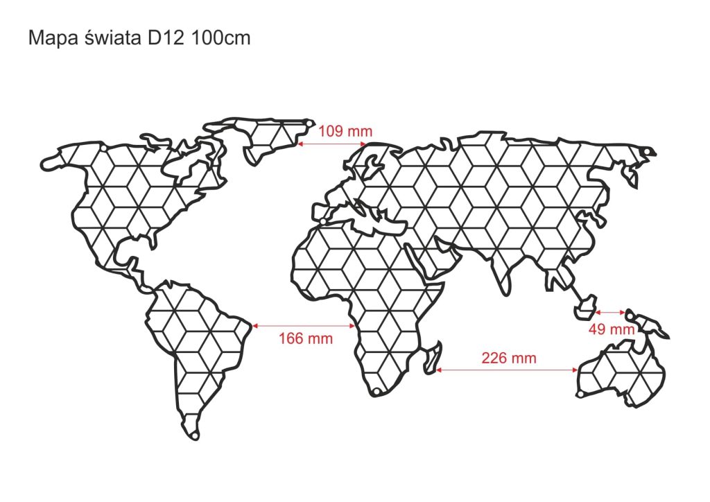 Metalowa mapa świata DES012 100 cm - obrazek 2