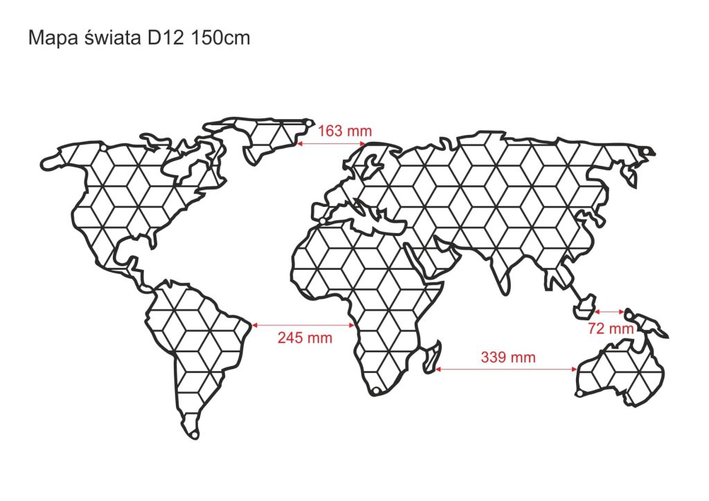 Metalowa mapa świata DES012 150 cm - obrazek 2