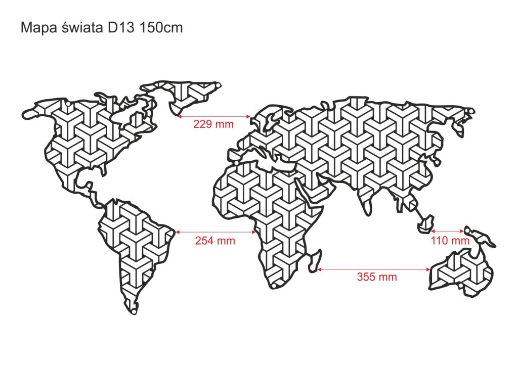 Metalowa mapa świata DES013 150 cm - obrazek 2
