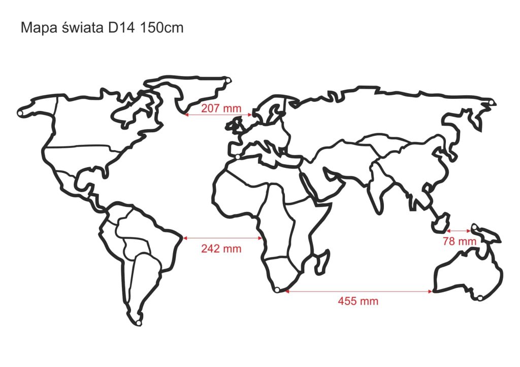 Metalowa mapa świata DES014 150 cm - obrazek 2