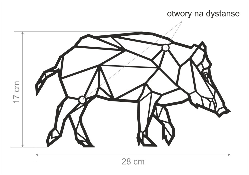 Dekoracja ścienna metalowa Dzik 28 cm - obrazek 2