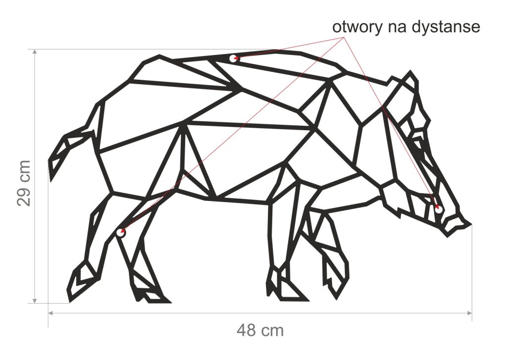 Dekoracja ścienna metalowa Dzik 48 cm - obrazek 2