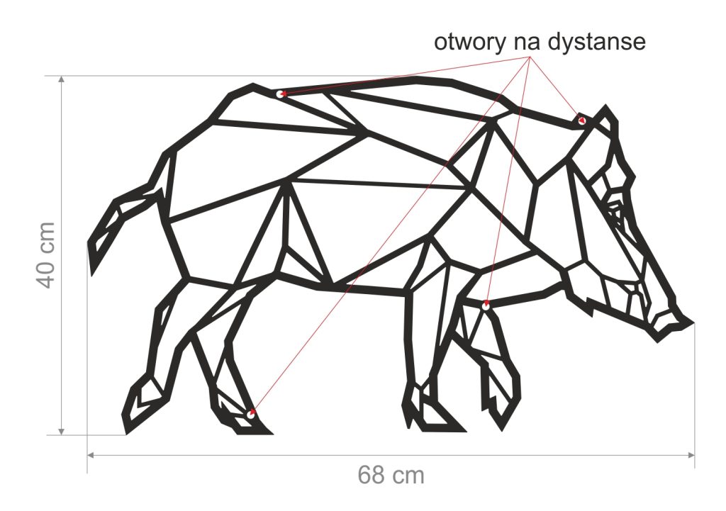 Dekoracja ścienna metalowa Dzik 68 cm - obrazek 2