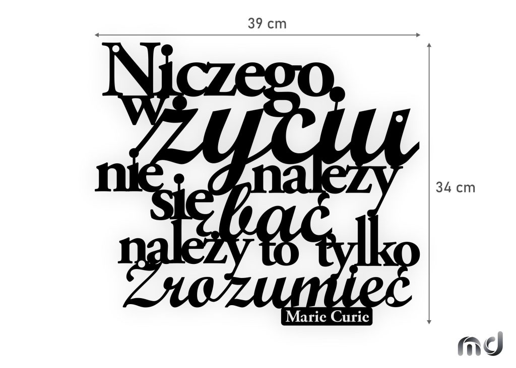 Cytat dekoracja metalowa Niczego w życiu DES065 39 cm - obrazek 2