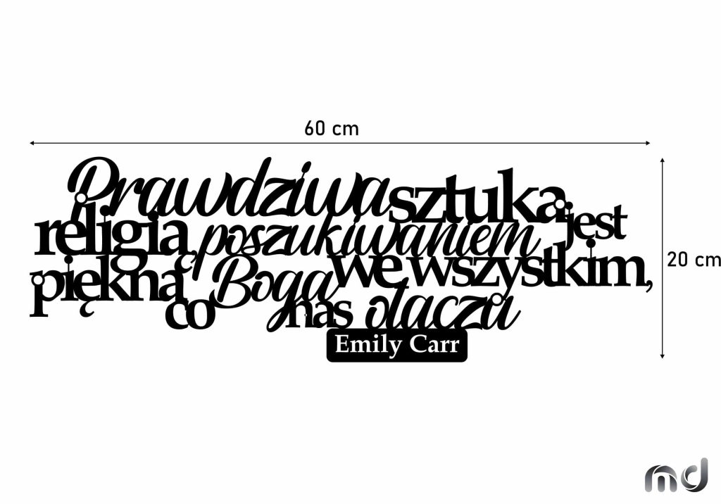 Napis cytat metalowy Prawdziwa sztuka 60 cm - obrazek 2