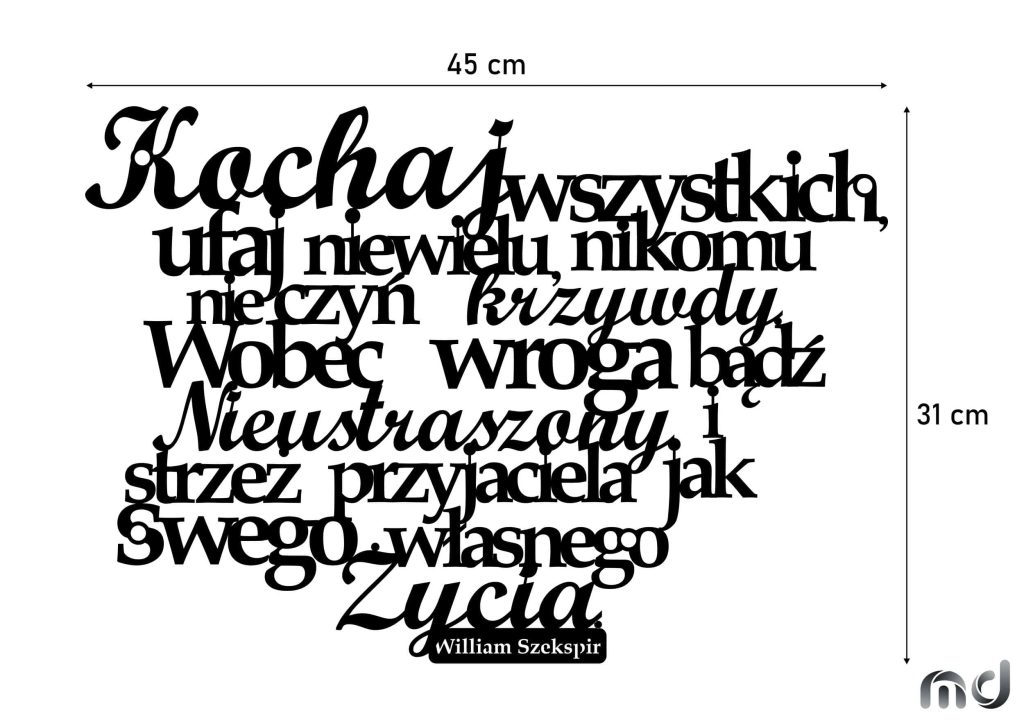 Napis cytat metalowy Kochaj 45 cm - obrazek 2