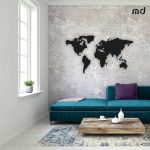 Metalowa mapa świata ścienna do pokoju DES009 150 cm - obrazek 4