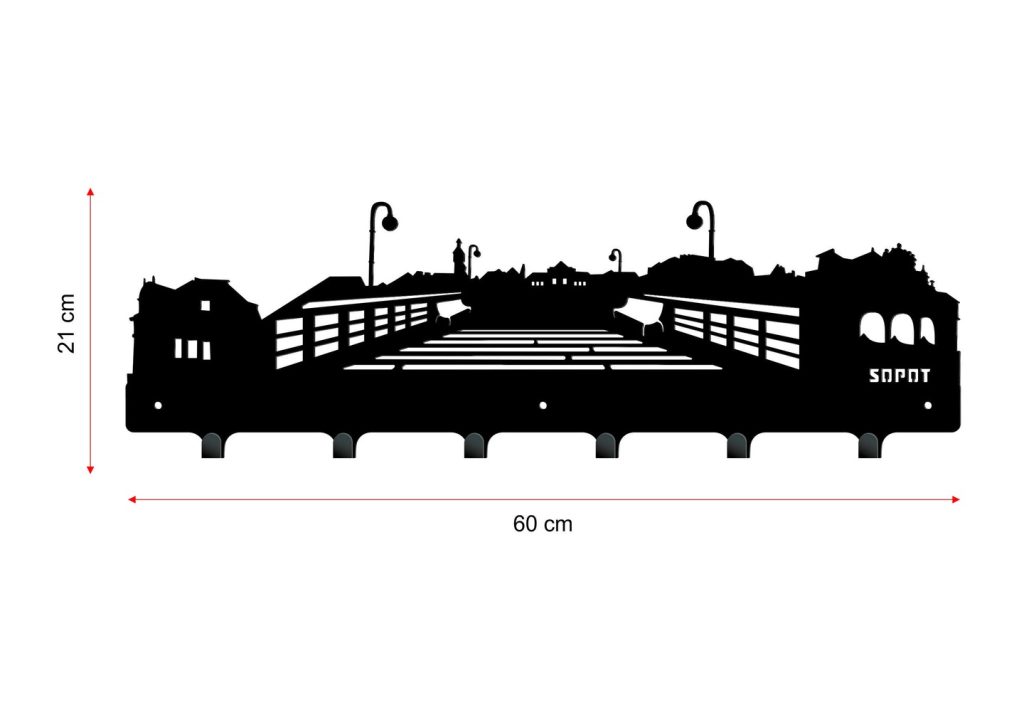 Duży wieszak metalowy Miasto Sopot 60 cm - obrazek 2