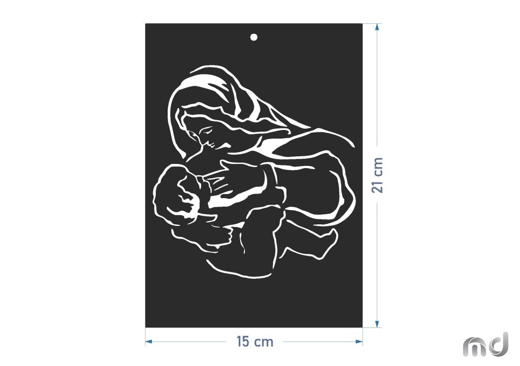 Obraz metalowy Matka Boska z Dzieciątkiem KNS023 21 cm - obrazek 4