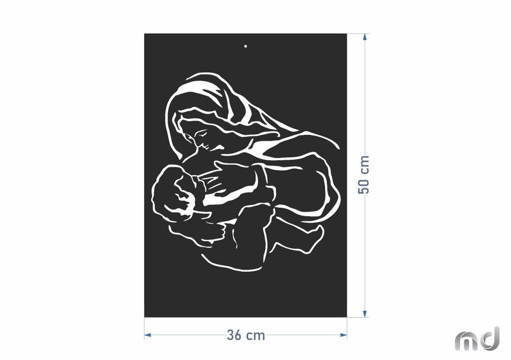Obraz metalowy Matka Boska z Dzieciątkiem KNS023 50 cm - obrazek 4