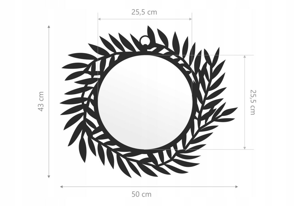 Lustro metalowe Liście 50 cm - obrazek 2