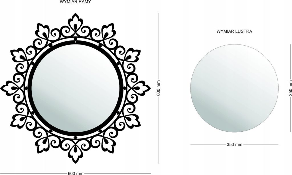 Lustro metalowe Koronka II 60 cm - obrazek 2