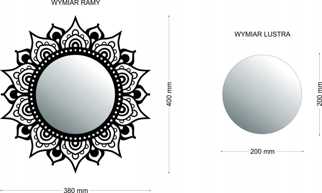 Lustro metalowe Mandala 38x40 cm - obrazek 2