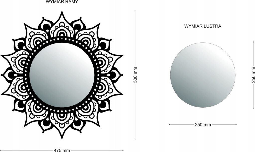 Lustro metalowe Mandala 50 cm - obrazek 2