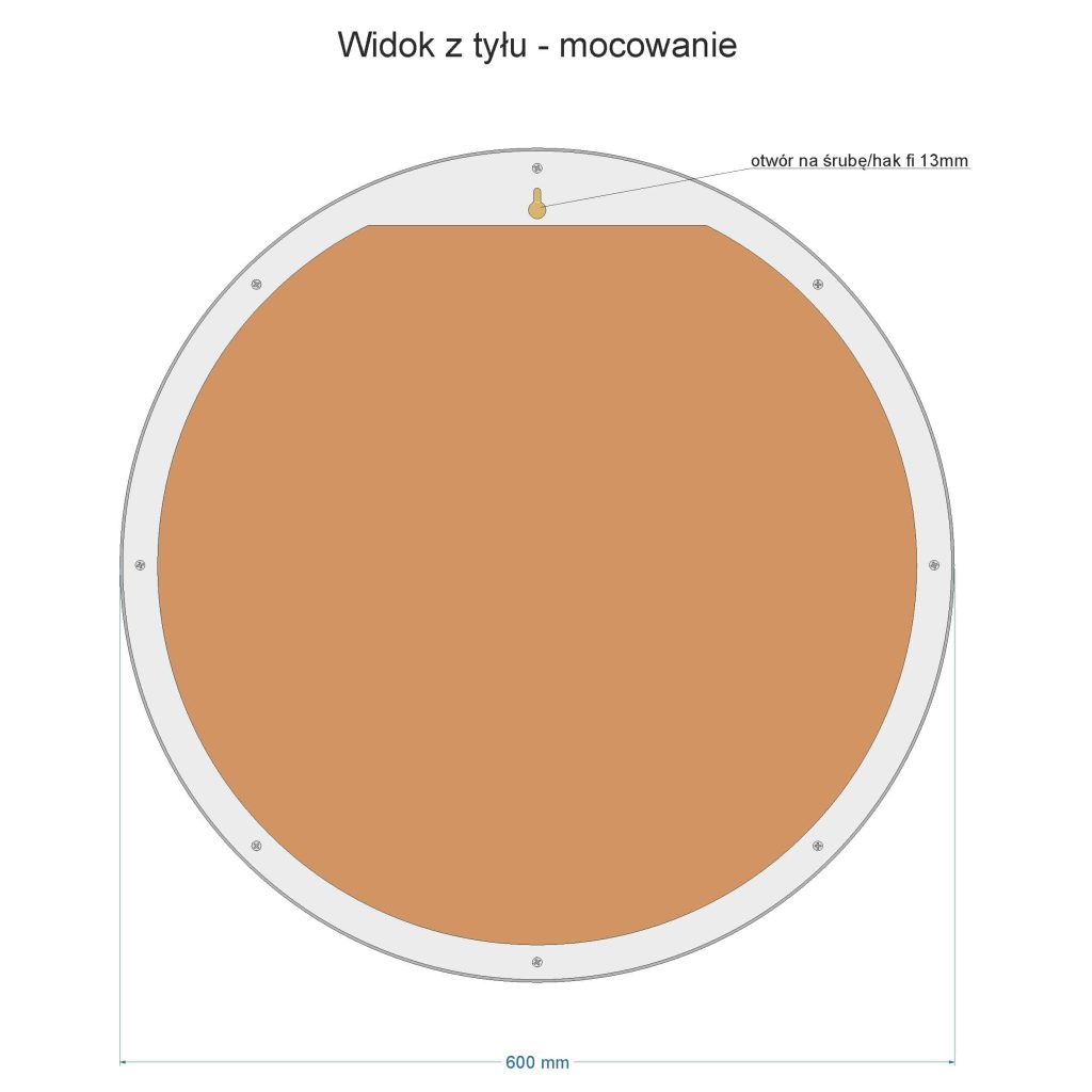 Lustro Bergen metalowe asymetryczne styl skandynawski 60 cm - obrazek 6
