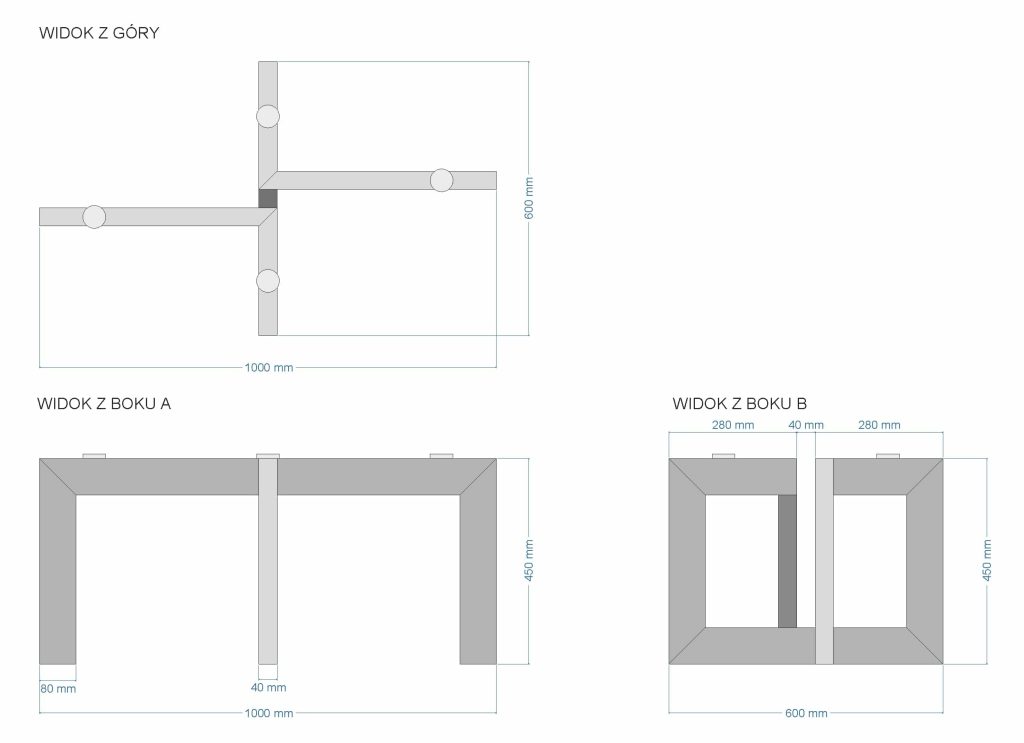 Noga do stolika pod blat szklany Geo - obrazek 4