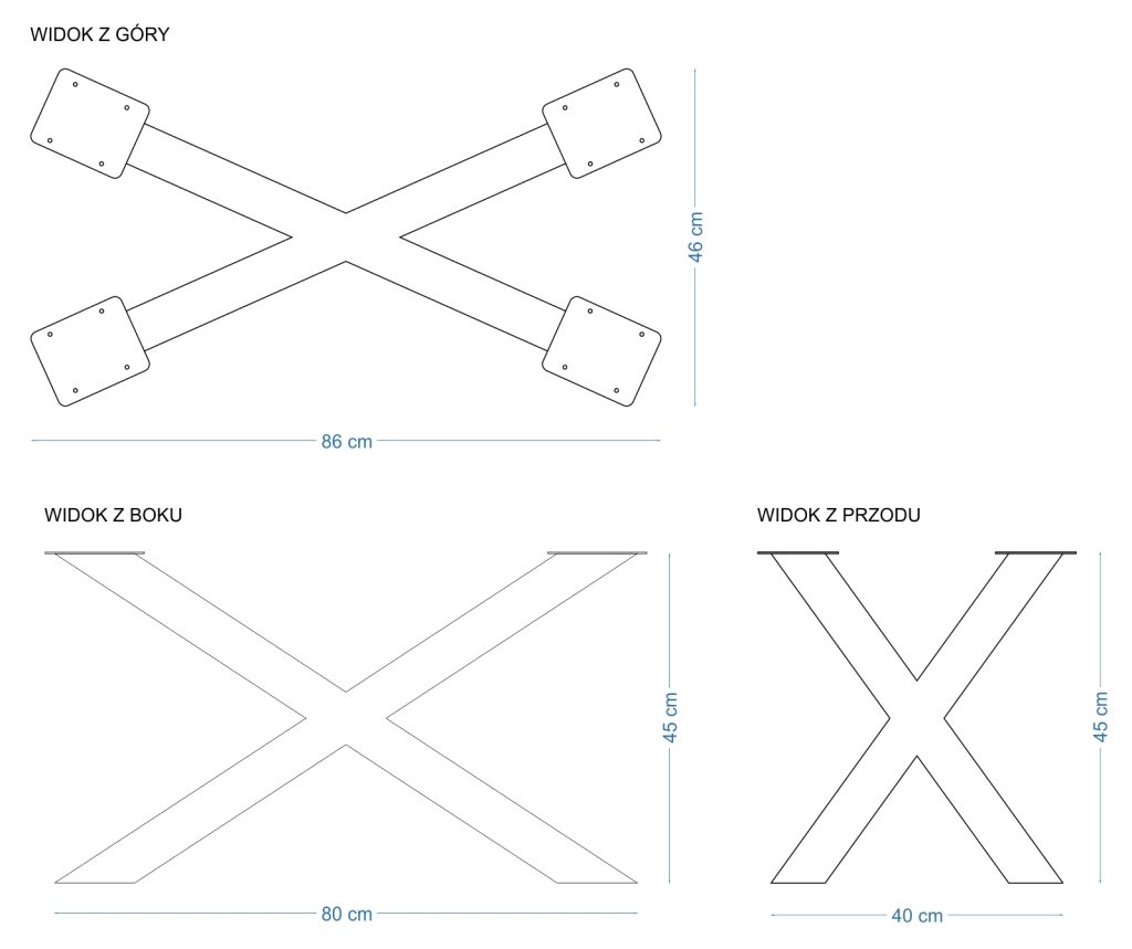 Noga metalowa do stolika Pająk Slim M - obrazek 3