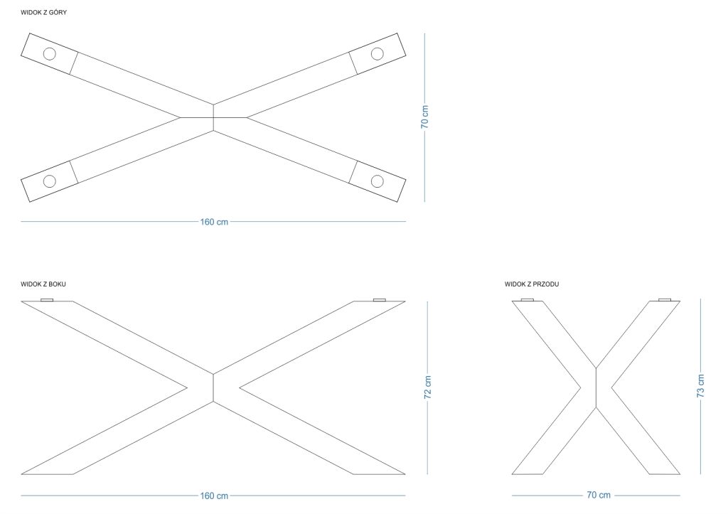 Noga metalowa do stołu pod blat szklany Pająk Heavy L - obrazek 3