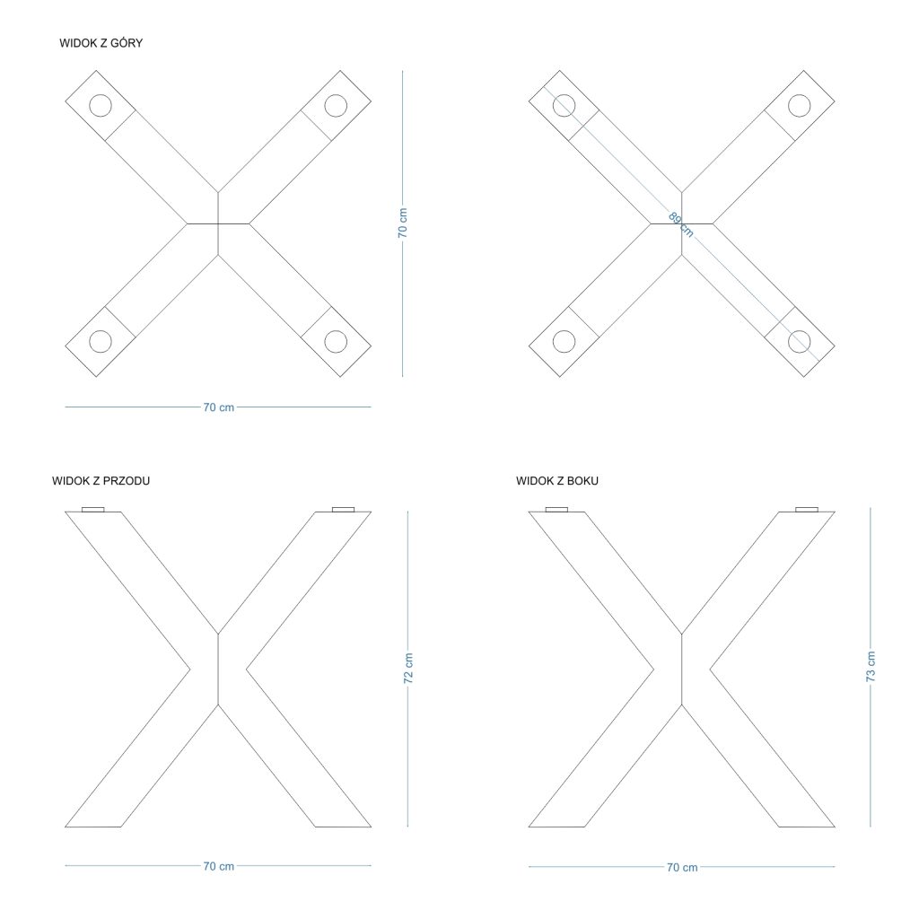 Noga metalowa do stołu pod blat szklany Pająk Heavy S - obrazek 3