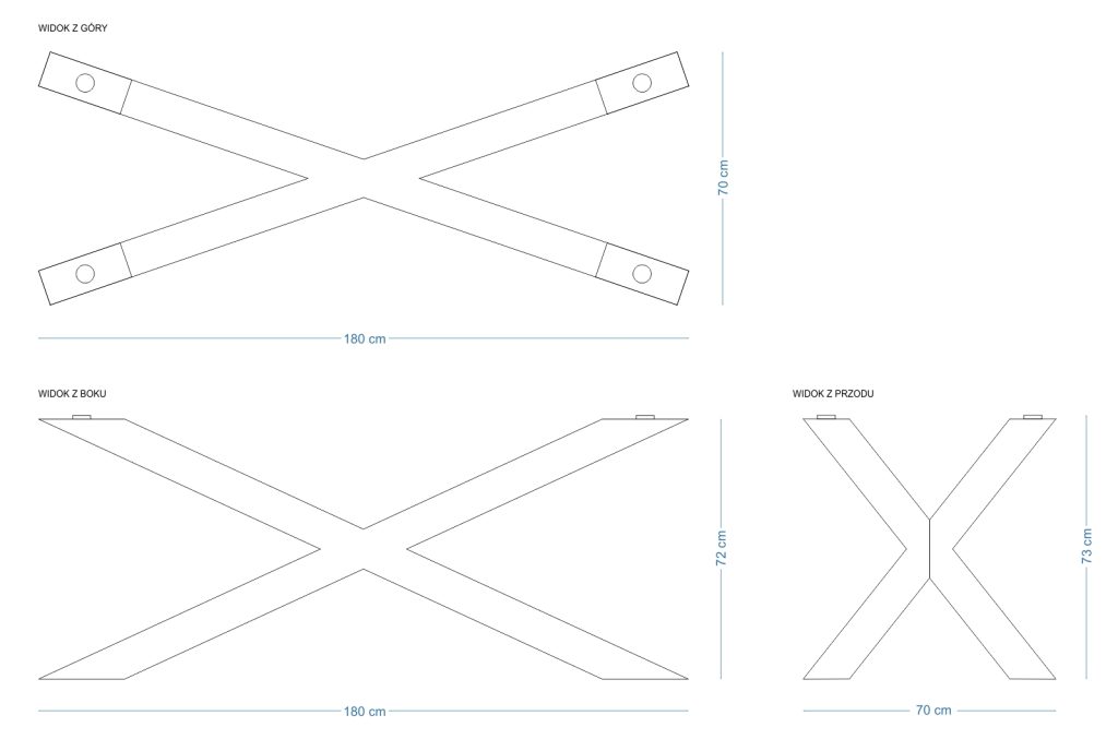 Noga metalowa do stołu pod blat szklany Pająk Heavy XL - obrazek 3