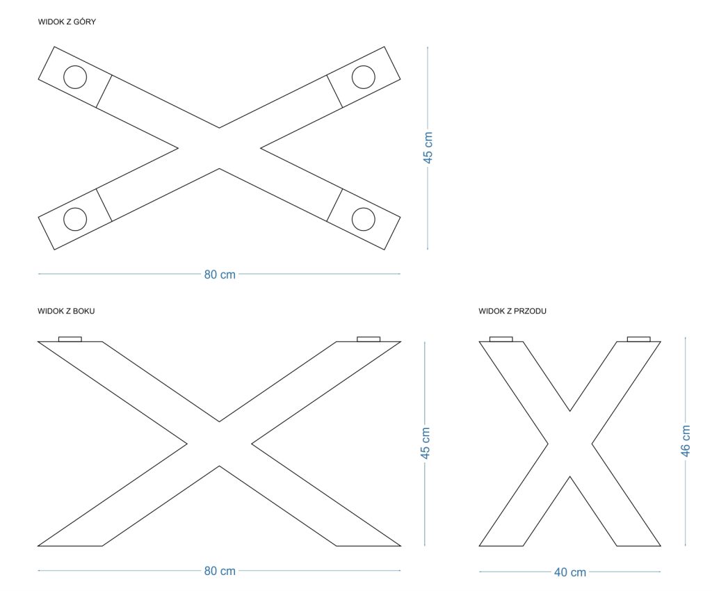 Noga metalowa do stolika pod blat szklany Pająk Heavy M - obrazek 3