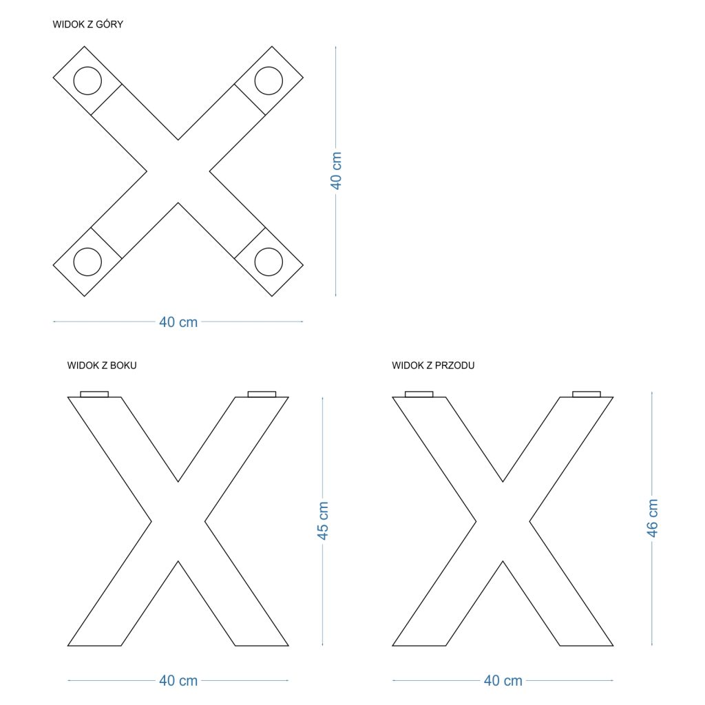 Noga metalowa do stolika pod blat szklany Pająk Heavy S - obrazek 4