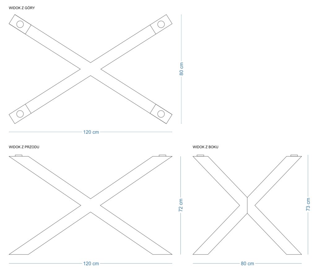 Noga metalowa do stołu pod blat szklany Pająk Szeroki M - obrazek 4