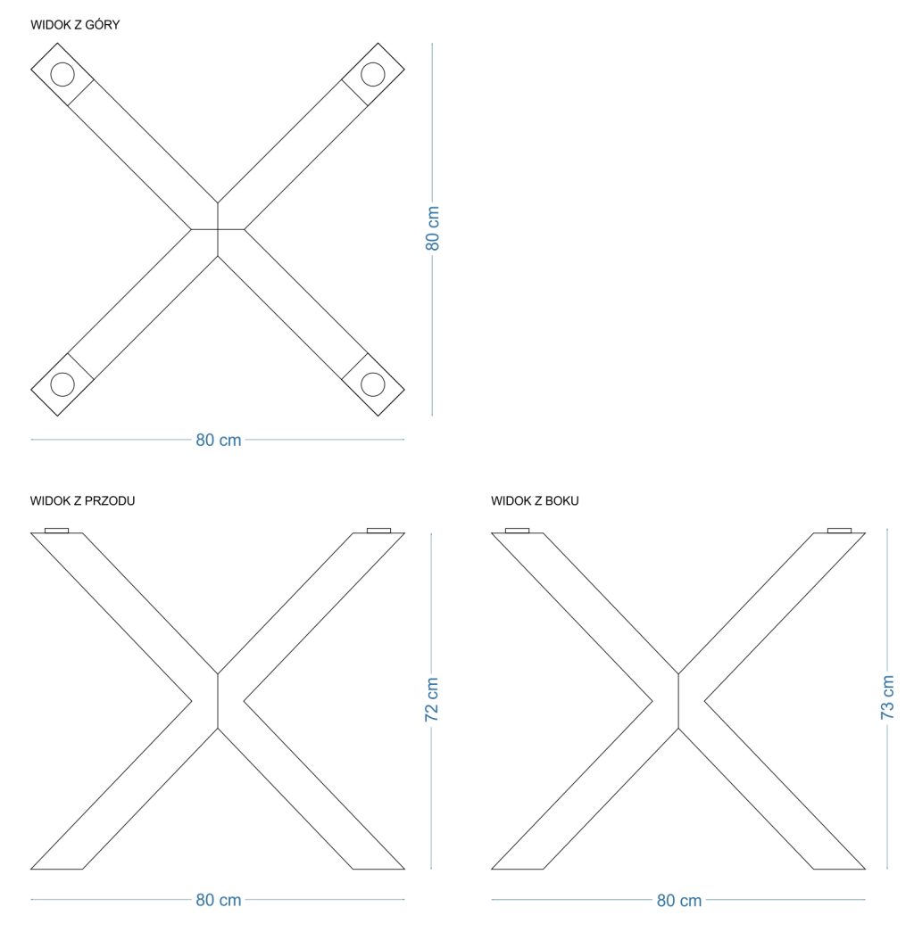 Noga metalowa do stołu pod blat szklany Pająk Szeroki S - obrazek 3