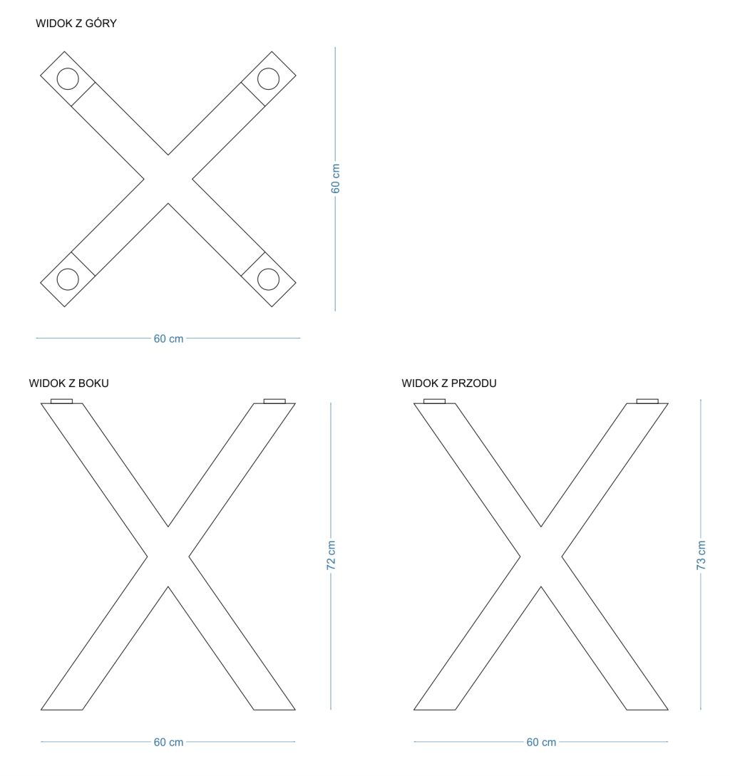 Podstawa do stołu pod blat szklany Pająk Wąski S - obrazek 3