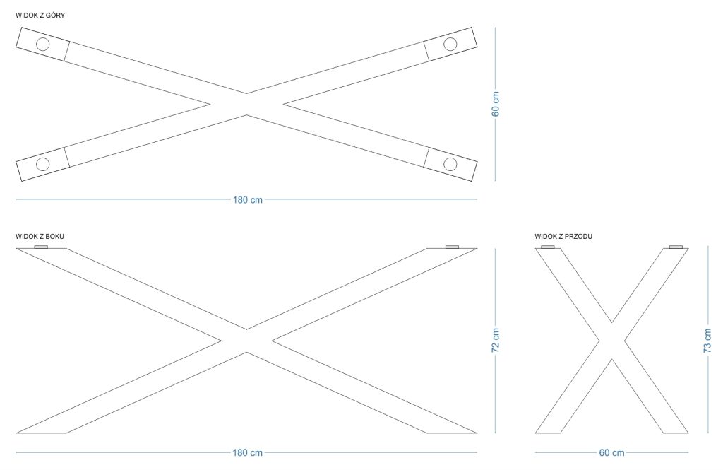 Podstawa do stołu pod blat szklany Pająk Wąski XL - obrazek 4
