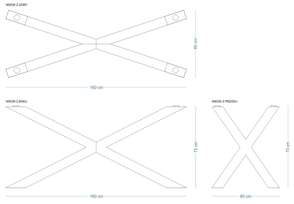 Podstawa do stołu pod blat szklany Pająk Wąski L - obrazek 4