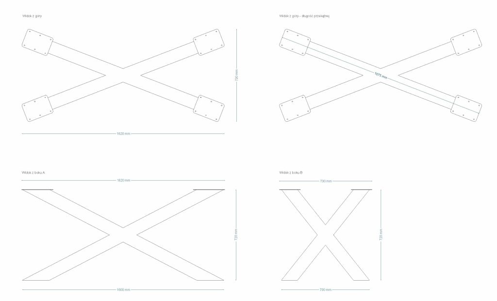 Noga metalowa do stołu Pająk Heavy L - obrazek 4