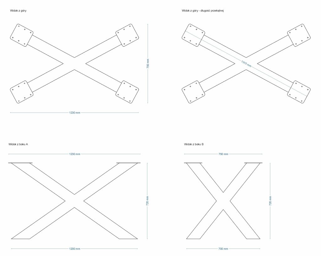 Noga metalowa do stołu Pająk Heavy M - obrazek 4