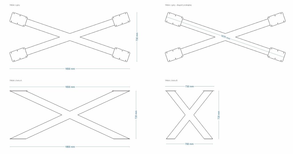 Noga metalowa do stołu Pająk Heavy XL - obrazek 4