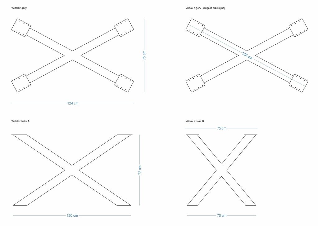 Noga metalowa do stołu Pająk M - obrazek 5