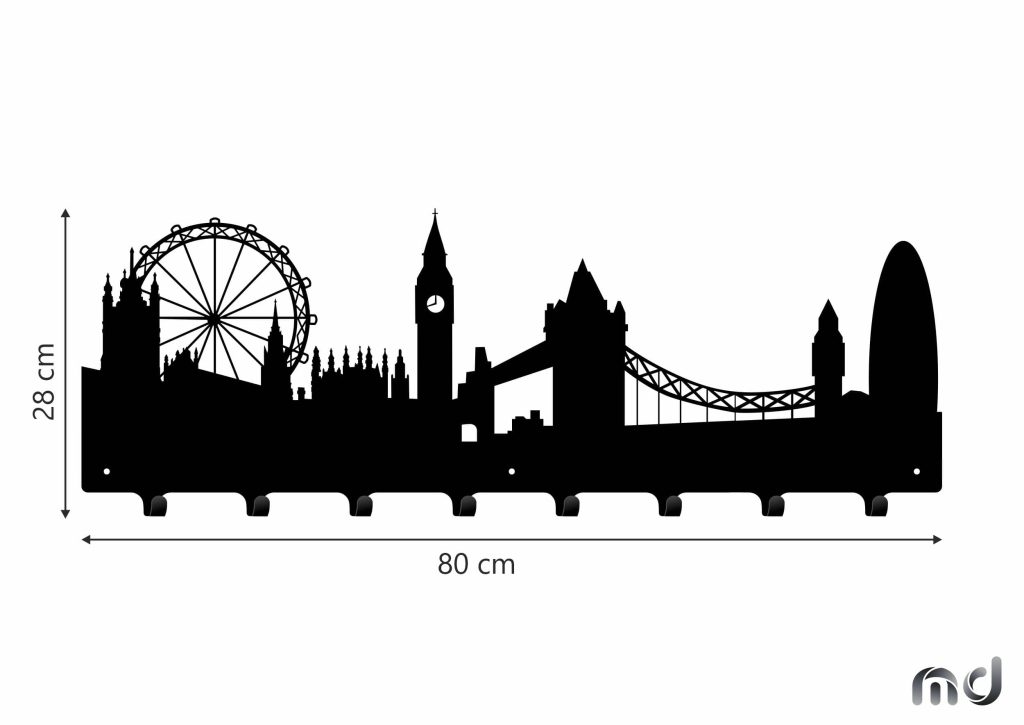 Wieszak metalowy miasto Londyn 80 cm - obrazek 3