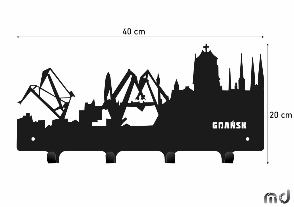 Wieszak metalowy miasto Gdańsk 40 cm - obrazek 2