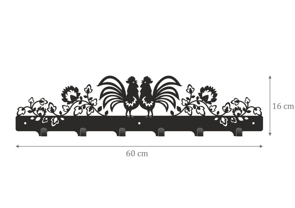 Wieszak metalowy Koguciki WIE167 60 cm - obrazek 3