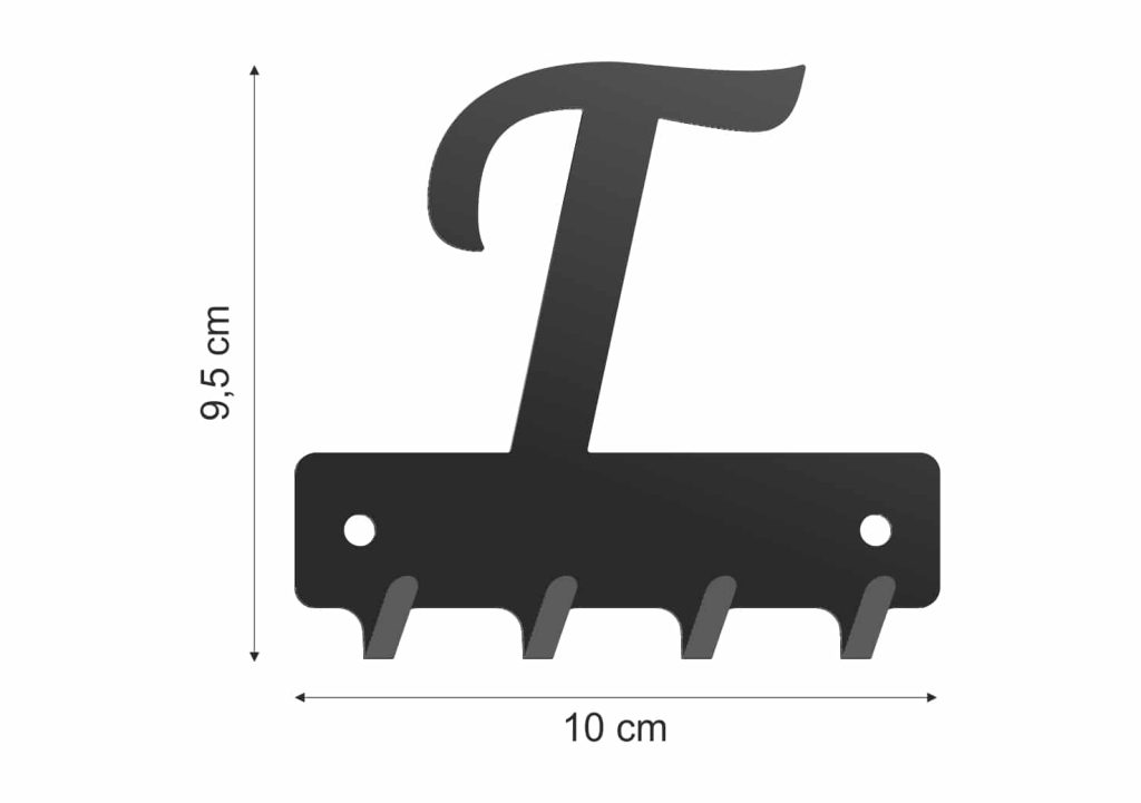 Wieszak metalowy na klucze WIE259 LITERKA T 10cm - obrazek 2